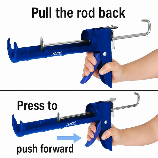 Alt view image 6 of 7 - Caulking Gun, 10:1 Thrust Ratio, No Drip Caulk Gun for Silicone & Sealant, Heavy Duty Hand Tool for Home Repair and Construction (Blue)