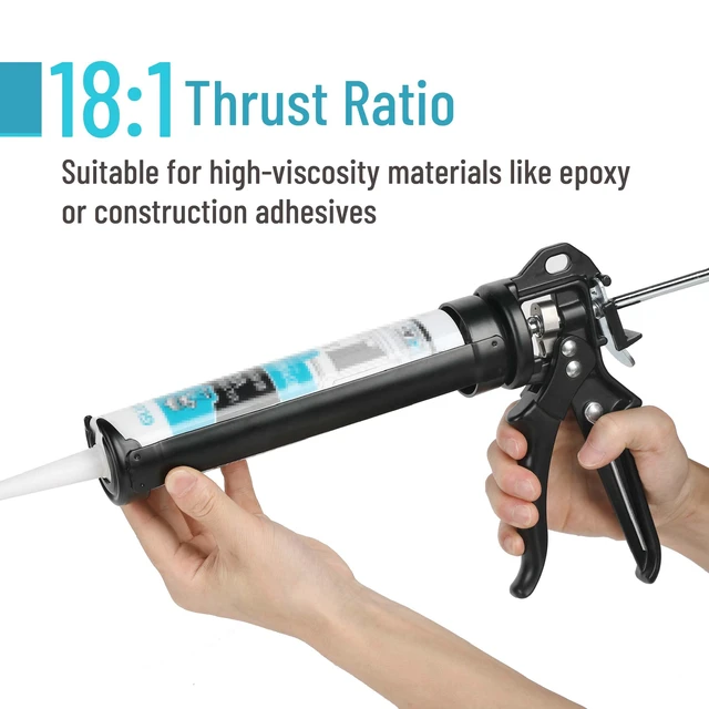 Alt view image 2 of 6 - Heavy Duty Caulking Gun, 18:1 Thrust Ratio, Black, Caulking Tool Gun, Heavy Duty Caulk Gun No Drip Caulk Gun, Hand Caulking Guns Tool, Silicone Gun