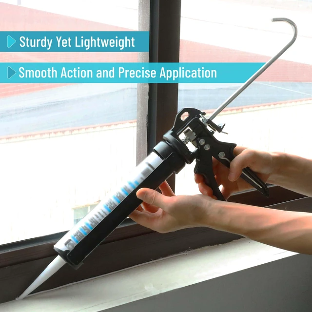 Alt view image 4 of 6 - Heavy Duty Caulking Gun, 18:1 Thrust Ratio, Black, Caulking Tool Gun, Heavy Duty Caulk Gun No Drip Caulk Gun, Hand Caulking Guns Tool, Silicone Gun