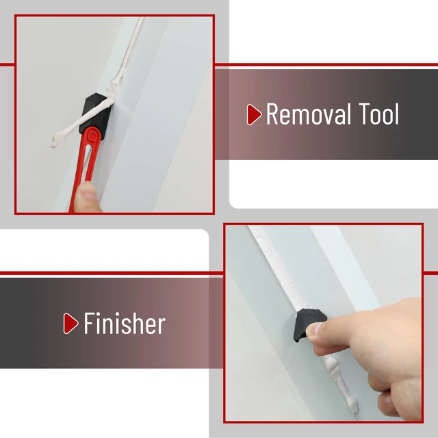 Alt view image 5 of 6 - Caulking Gun Tool, 10:1 Thrust Ratio, Black & Red, 360° Rotating Plastic Barrel, Caulk Gun with Spout Cutter, Seal Puncture Tool, Built-in Scraper and Finishing Tool