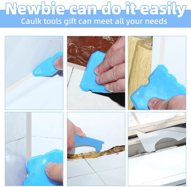 Alt view image 4 of 6 - Caulk Gun,No-drip Silicone Caulking Gun Kit and Caulking Tools, Sealant Tools Grout Scraper For Kitchen Bathroom Sink Joint,With Gift Box Works 10OZ Tubes