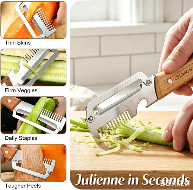 Alt view image 2 of 7 - 2Pcs multifunctional vegetable peeler, 2026 Upgrade peeler shredder,2.5mm stainless steel peeler With Scallion Shredder and Bottle Opener for Kitchen, Camping and Travel