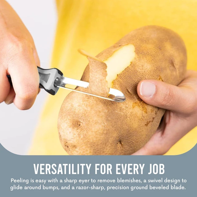 Alt view image 3 of 7 - Soft Grip Peeler - Gray 9 x 2.5 x 6.5 Inches, Made In Sweden | Rust Resistant Vegetable Peeler with Ergonomic Handle for Safety & Control Dishwasher Safe Potato Peelers For Kitchen