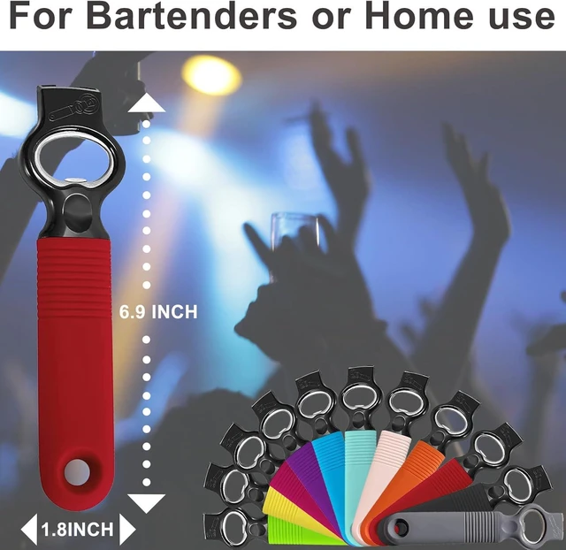 Alt view image 6 of 6 - 2-in-1 Soda Can Tab & Beer Bottle Opener, Red, 2-Pack | Easy pull tab opener with soft silicone handle protects nails & arthritic hands. Great for bars, picnics, and outdoor events