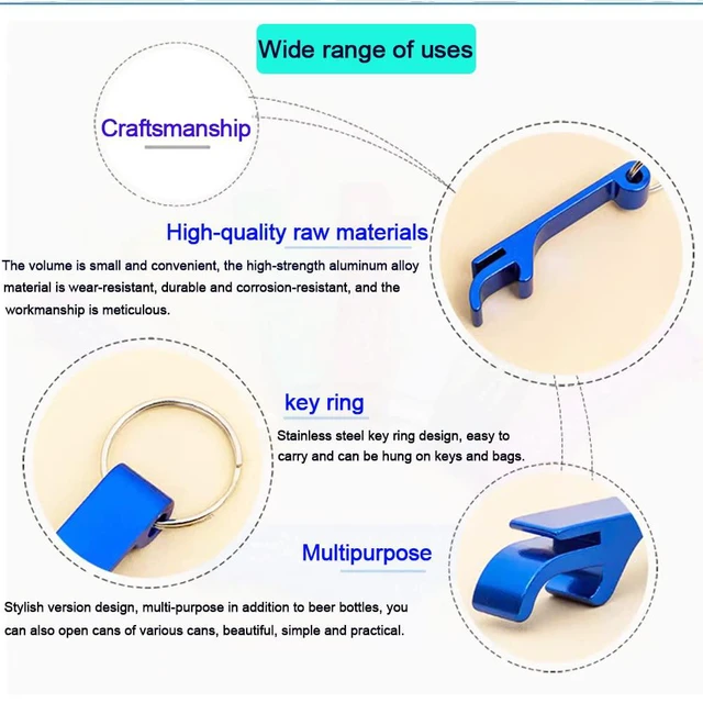 Alt view image 3 of 6 - 50 Pcs Bottle opener Keychain Bulk,Soda Beverage Beer Bottle Opener Keychain,Bottle Openers Aluminum Beer Bottle Opener Claw Beverage Keychain Ring for Kitchen,Wedding, Bar,Party(blue)