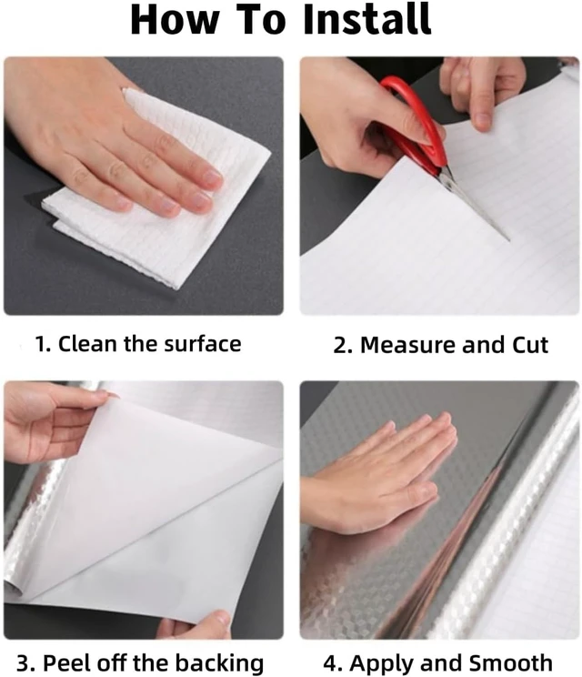 Alt view image 7 of 7 - Peel and Stick Kitchen Wallpaper, Aluminum Foil Backsplash Protector | Heat Resistant Oil Proof Waterproof Contact Paper for Cabinet & Drawer Liner, Countertop, Kitchen Wall Sticker,15.7" x 118.1"