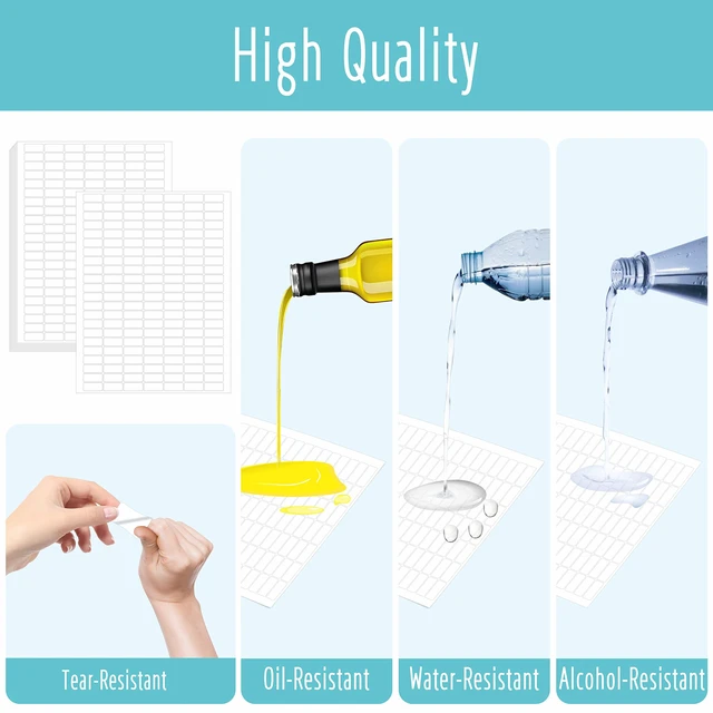 Alt view image 3 of 7 - 1540 White Rectangular Labels, White Code Labels Water/Oil/Tear Proof Stickers Removable No Residue for Bins, Kitchen Containers (Each Sheet is Letter Size 8.5 x 11)