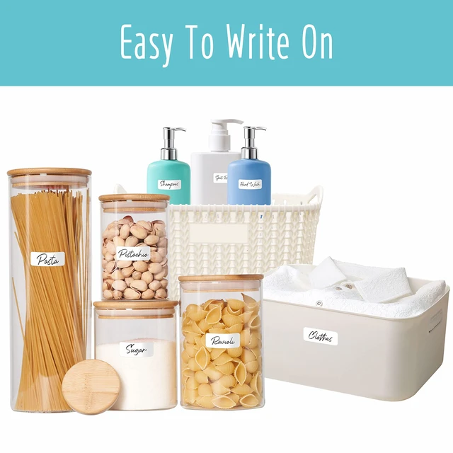 Alt view image 6 of 7 - 1540 White Rectangular Labels, White Code Labels Water/Oil/Tear Proof Stickers Removable No Residue for Bins, Kitchen Containers (Each Sheet is Letter Size 8.5 x 11)