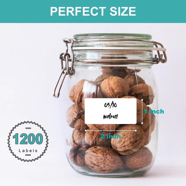 Alt view image 5 of 7 - 1200 Blank Removable Freezer Labels, Waterproof & Oil Resistant Stickers with Perforation Line, Ideal for Food Containers, Jars, and Pantry Organization (1" x 2")