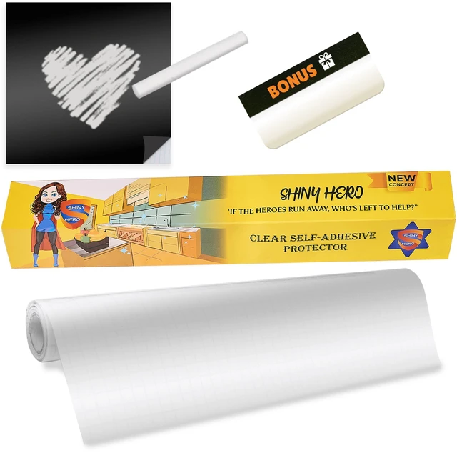 Main image of Clear Wall Protector Contact Paper - Self Adhesive Removable Film Kitchen Cabinet Liner Transparent Sheet Plastic Foil Backsplash Oil Waterproof Wallpaper Heat Resistant Furniture Door Scratch Cat Dog