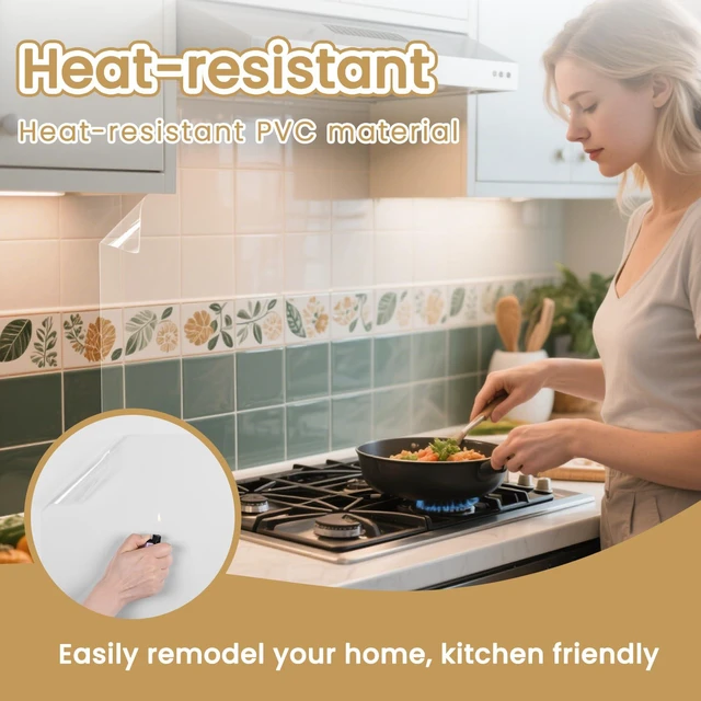 Alt view image 3 of 7 - Clear Wallpaper Transparent Kitchen Backsplash Protective Contact Paper | 17.7In×118In Removable Clear Wall Protector Oil Proof Waterproof Sticker Easy to Clean