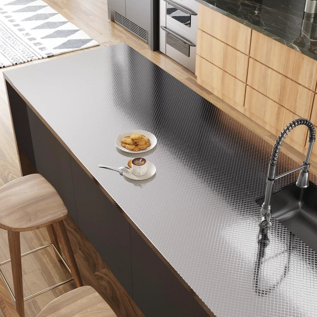 Main image of Kitchen Stainless Steel Contact Paper 15.7''x80'' Oil Proof | Peel and Stick Stainless Steel Wrap for Countertops Metallic Sticker for Stove Dishwasher Microwave Fridge Oven Appliances