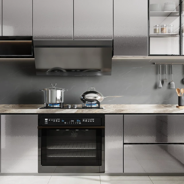 Alt view image 2 of 7 - Kitchen Stainless Steel Contact Paper 15.7''x80'' Oil Proof | Peel and Stick Stainless Steel Wrap for Countertops Metallic Sticker for Stove Dishwasher Microwave Fridge Oven Appliances