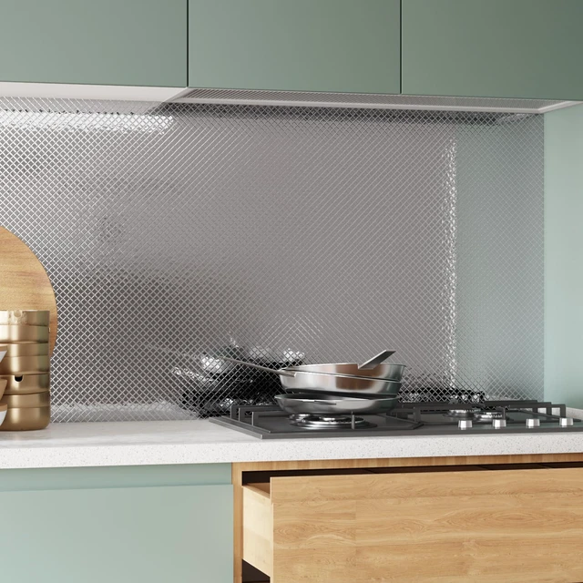 Alt view image 4 of 7 - Kitchen Stainless Steel Contact Paper 15.7''x80'' Oil Proof | Peel and Stick Stainless Steel Wrap for Countertops Metallic Sticker for Stove Dishwasher Microwave Fridge Oven Appliances