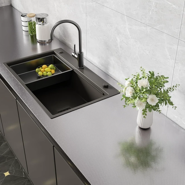 Alt view image 7 of 7 - Kitchen Stainless Steel Contact Paper 15.7''x80'' Oil Proof | Peel and Stick Stainless Steel Wrap for Countertops Metallic Sticker for Stove Dishwasher Microwave Fridge Oven Appliances
