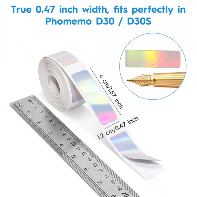 Alt view image 2 of 7 - D30 Label Tape, 3 Rolls 0.47"x1.57" Holographic Waterproof Thermal Labels, Oil Proof & Tear Resistant Sticker Refill for D30/D30S/A30 Label Maker, 160 Labels/Roll for Home Kitchen Organization