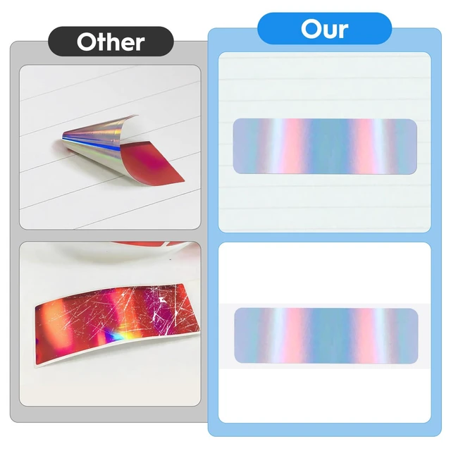 Alt view image 4 of 7 - D30 Label Tape, 3 Rolls 0.47"x1.57" Holographic Waterproof Thermal Labels, Oil Proof & Tear Resistant Sticker Refill for D30/D30S/A30 Label Maker, 160 Labels/Roll for Home Kitchen Organization
