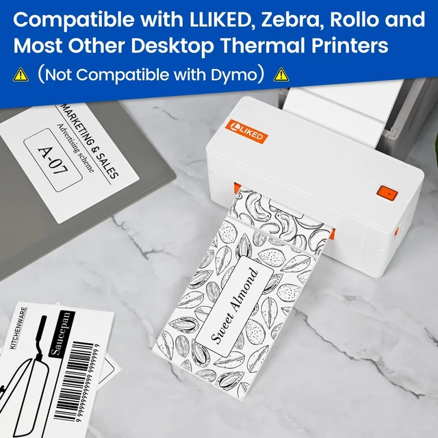 Alt view image 6 of 7 - 4" x 6" Thermal Labels, 250 Removable Labels with No Residue | Water & oil resistant, smudge-proof. For moving stickers, box storage bins, home & office organization
