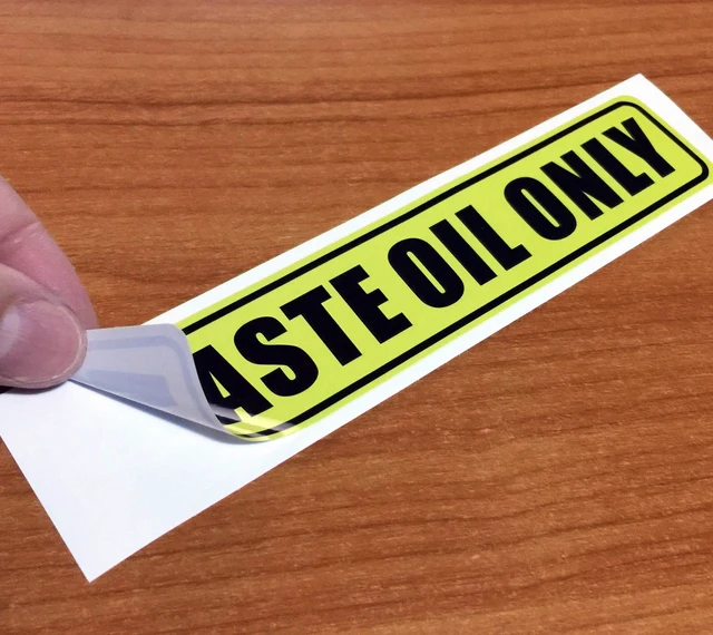 Alt view image 2 of 2 - Outdoor/Indoor (3 Pack) 6.25" X 1.25" - Waste Oil Only - Notice Warning Label Sticker Decal for Fuel Gas Can Car Vehicle Tank - Back Self Adhesive Vinyl