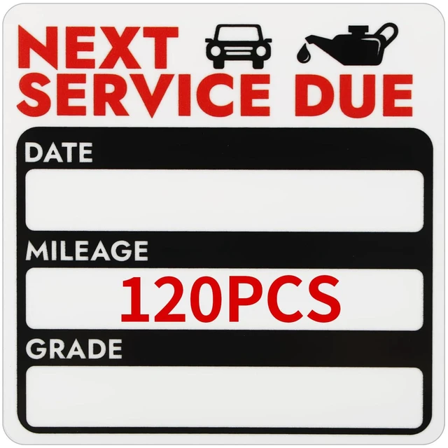 Main image of 120 Pcs Oil Change Stickers, Next Service Due Sticker for Windshield | 2x2 Inches Strong Adhesion and No Residue, Clear Decals Labels for Car Auto Vehicles Window