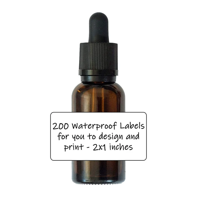 Alt view image 3 of 7 - 2x1 Inch Waterproof Labels for Inkjet Printers Smudge-Proof, Oil-Proof Label for Bottles, Pantry, Lip Gloss, Jars, Food, and Essential Oils | 200 Labels (5 Letter Size Sheets, 40/Sheet) (Matte)