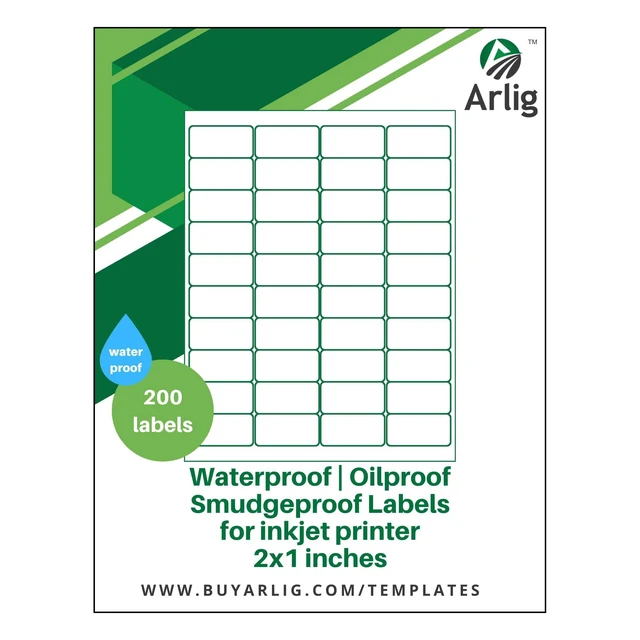 Alt view image 2 of 7 - 2x1 Inch Waterproof Labels for Inkjet Printers Smudge-Proof, Oil-Proof Label for Bottles, Pantry, Lip Gloss, Jars, Food, and Essential Oils | 200 Labels (5 Letter Size Sheets, 40/Sheet) (Matte)