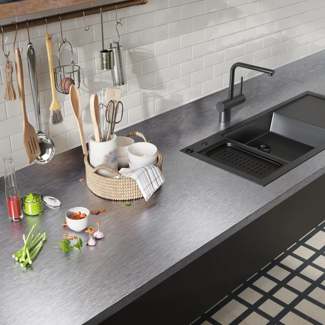 Alt view image 3 of 7 - Thick Stainless Steel Contact Paper for Kitchen Appliances Brushed Metallic Silver Wallpaper Peel and Stick Heat Resistant Self Adhesive Vinyl Wrap for Fridge Dishwasher Oven Covers 12"x80"
