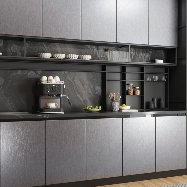 Alt view image 6 of 7 - Thick Stainless Steel Contact Paper for Kitchen Appliances Brushed Metallic Silver Wallpaper Peel and Stick Heat Resistant Self Adhesive Vinyl Wrap for Fridge Dishwasher Oven Covers 12"x80"