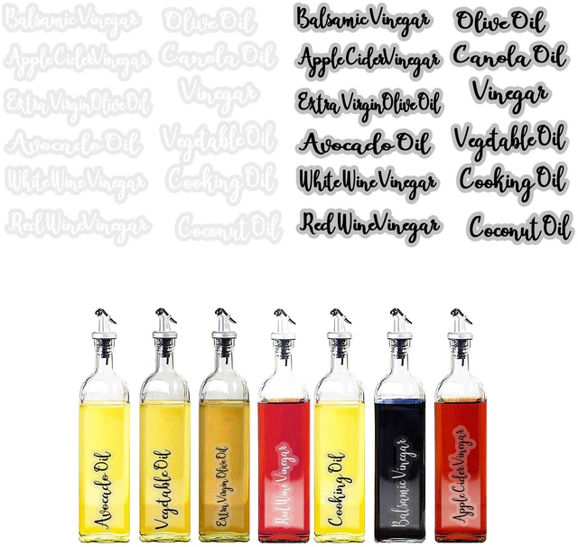 Main image of Cursive Olive Oil & Vinegar Bottle Labels, Minimalist Waterproof Kitchen Container Label Set