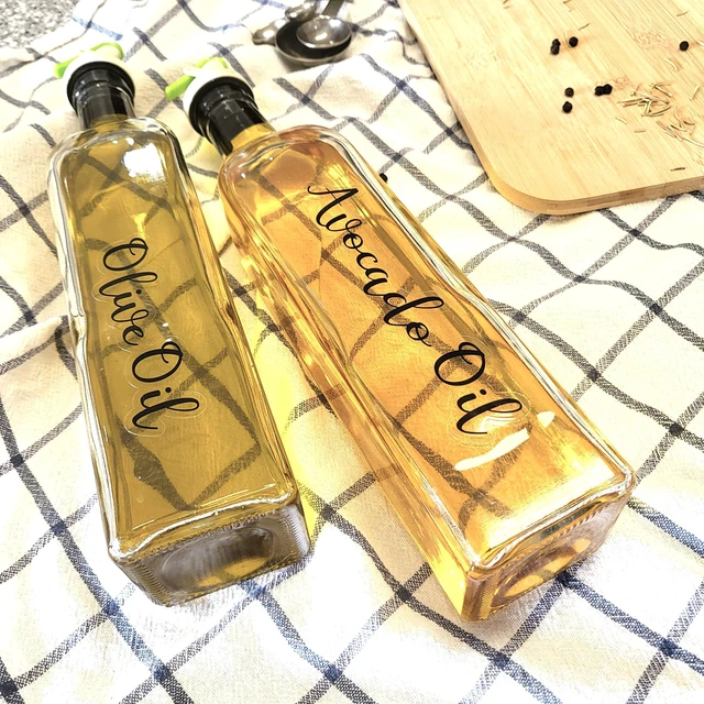 Alt view image 2 of 7 - Cursive Olive Oil & Vinegar Bottle Labels, Minimalist Waterproof Kitchen Container Label Set