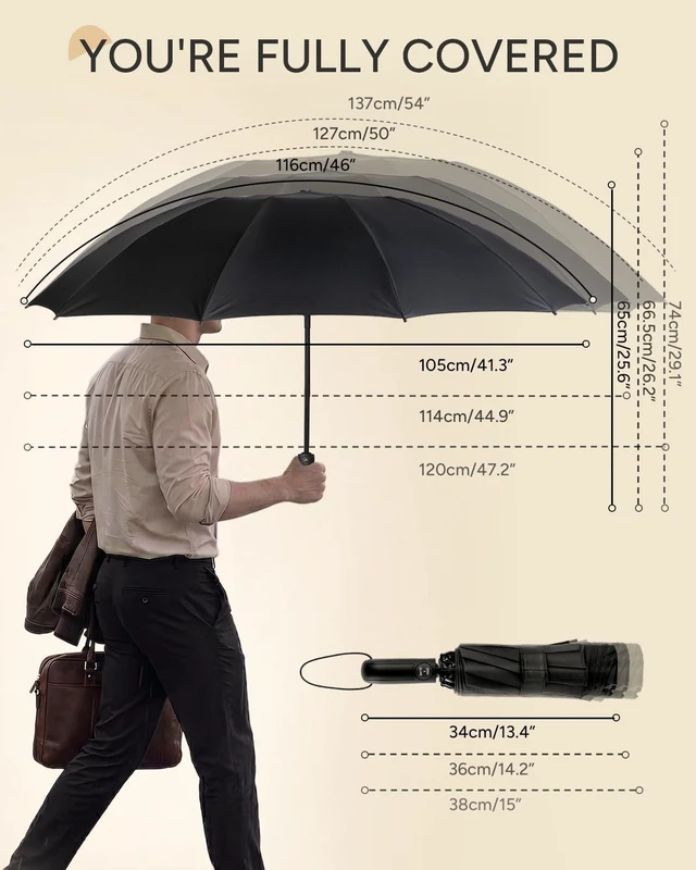 Alt view image 2 of 7 - Travel Inverted Umbrella Compact Windproof- Automatic reverse Umbrellas for Rain - Folding Portable 48inch Span, 10 Ribs Large Umbrella