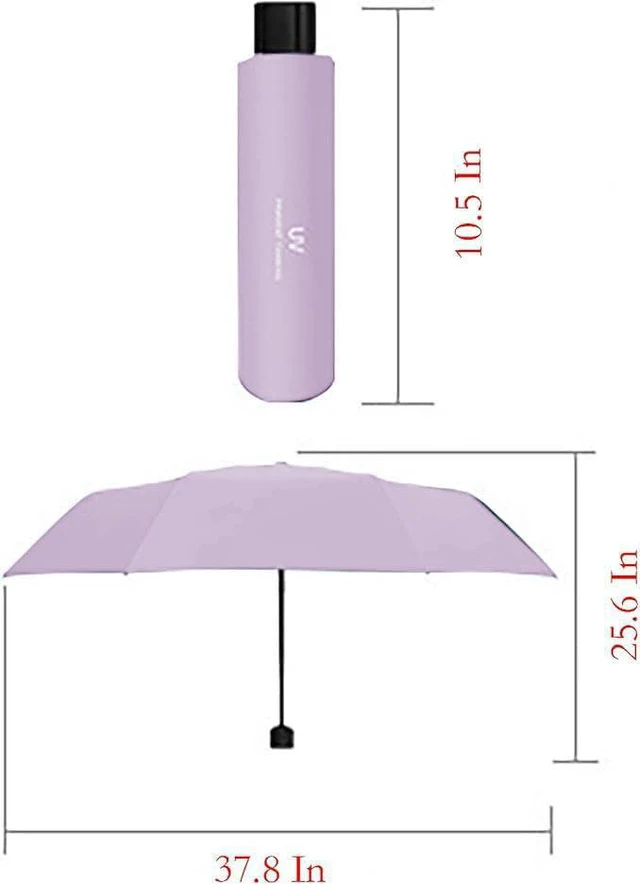 Alt view image 2 of 5 - Rainproof and Sunshade Manual Umbrella, 8 Ribs 37.8 Inch x 25.6 Inch Pink Windproof Folding Umbrella for Outdoors (pink)