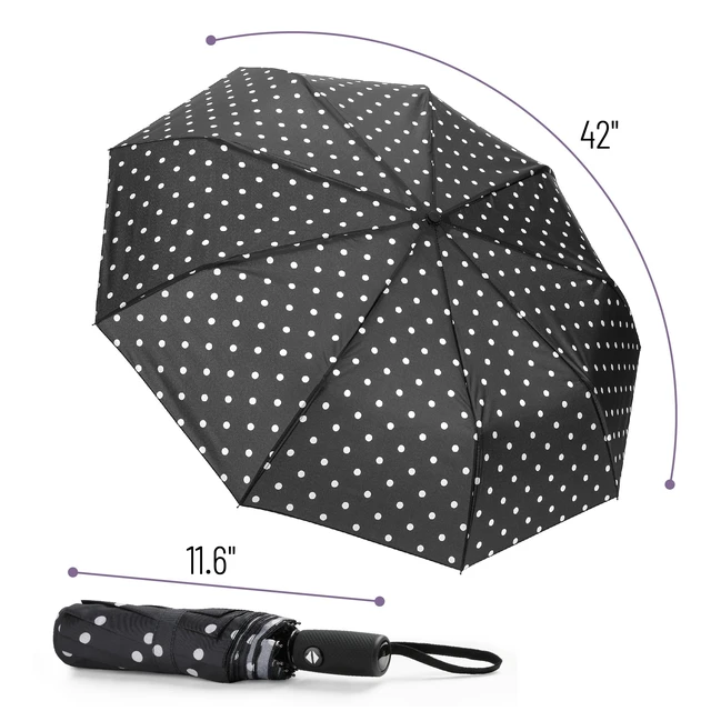 Alt view image 2 of 6 - Windproof Travel Umbrella | Small Water-Resistant Automatic Folding Umbrella for Rain and Sun, Light, Compact and Portable for Women & Men