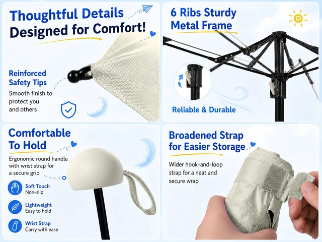 Alt view image 6 of 7 - Mini Travel Umbrella with UV Sun Protection, Compact Pocket-Size | 8.6 oz Lightweight, Small Portable for Sun & Rain, Fit Purse & Backpack, Travel essentials for Disney & European Trip