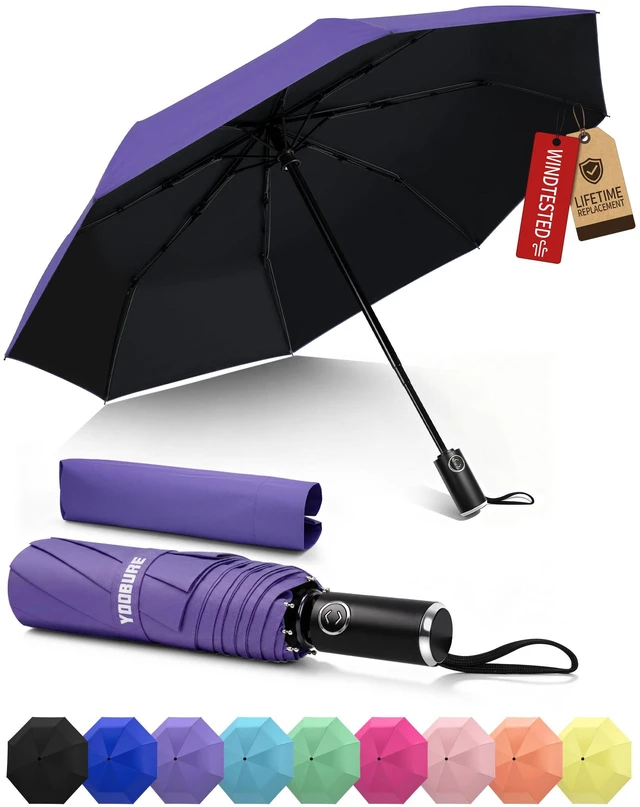 Main image of Compact Travel Umbrella, Windproof Automatic Folding UV Sun & Rain | One-touch automatic open close; windproof for heavy rain; UV protection fabric; lightweight for backpack car, men women kids