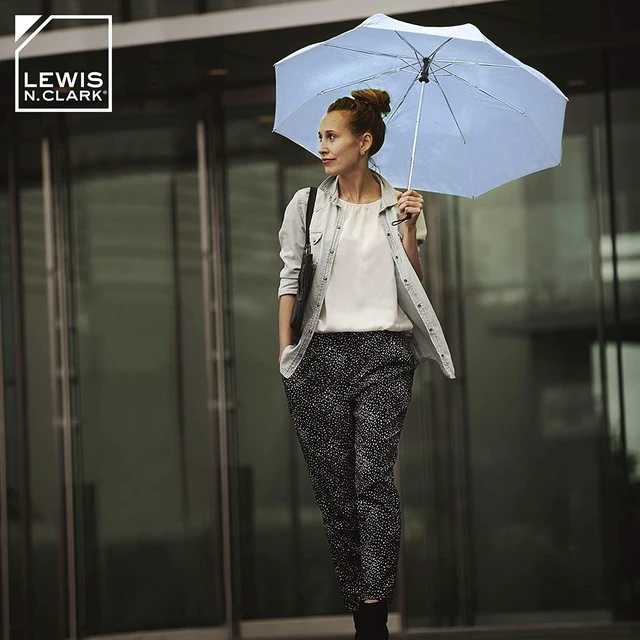 Alt view image 3 of 5 - Travel Umbrella: Windproof & Water Repellent Fabric, Automatic Open Close & 1 Year Warranty, Teal