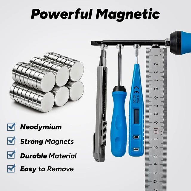 Alt view image 3 of 7 - 45 Pcs Refrigerator Magnets, 10x2.6mm Small Fridge Magnets, Silver | Multi-Use Premium Neodymium Office Magnets for Fridge, Whiteboard, Billboard in Home, Kitchen, Office and School