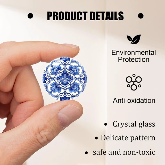 Alt view image 3 of 6 - 12Pcs Refrigerator Magnets Blue and White Glass Mini Strong Fridge Magnets Aesthetic Magnets for Office,School,Whiteboards,Cabinets-Blue Flower