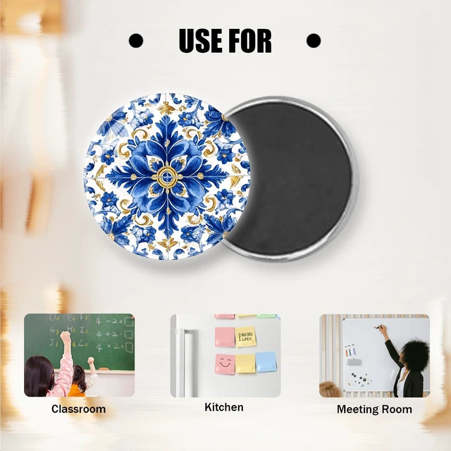 Alt view image 4 of 6 - 12Pcs Refrigerator Magnets Blue and White Glass Mini Strong Fridge Magnets Aesthetic Magnets for Office,School,Whiteboards,Cabinets-Blue Flower