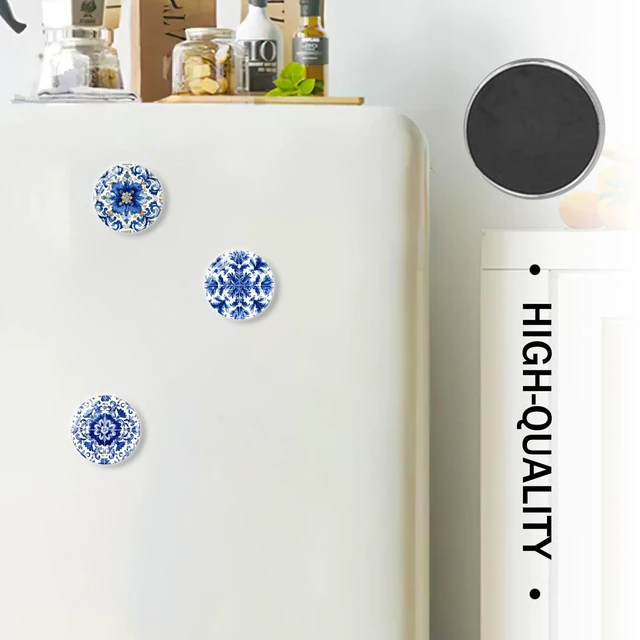 Alt view image 5 of 6 - 12Pcs Refrigerator Magnets Blue and White Glass Mini Strong Fridge Magnets Aesthetic Magnets for Office,School,Whiteboards,Cabinets-Blue Flower
