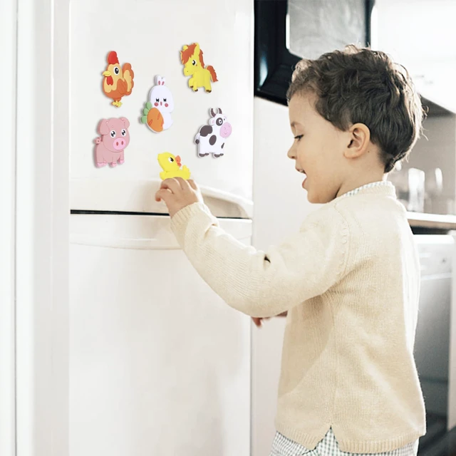 Alt view image 7 of 7 - Refrigerator Magnets for Kids, Fridge Magnet for Toddlers 1-3 | Cute Farm Animals Kids Magnets for Fridge Baby Educational Gift, Full Back Magnetic Toddler Magnets
