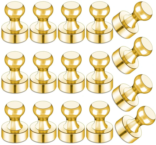Main image of Fridge Magnets 16 Pack Magnet Refrigerator Locker Whiteboard Gold | Magnetic Accessories Strong Small For White Board Cute Decor Cruise Door Classroom Decorative Calendar Neodymium Rare Earth