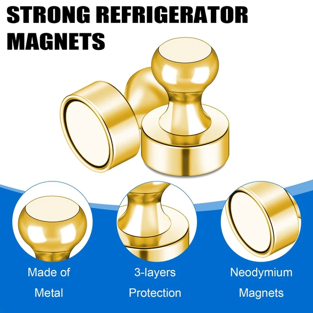 Alt view image 4 of 7 - Fridge Magnets 16 Pack Magnet Refrigerator Locker Whiteboard Gold | Magnetic Accessories Strong Small For White Board Cute Decor Cruise Door Classroom Decorative Calendar Neodymium Rare Earth
