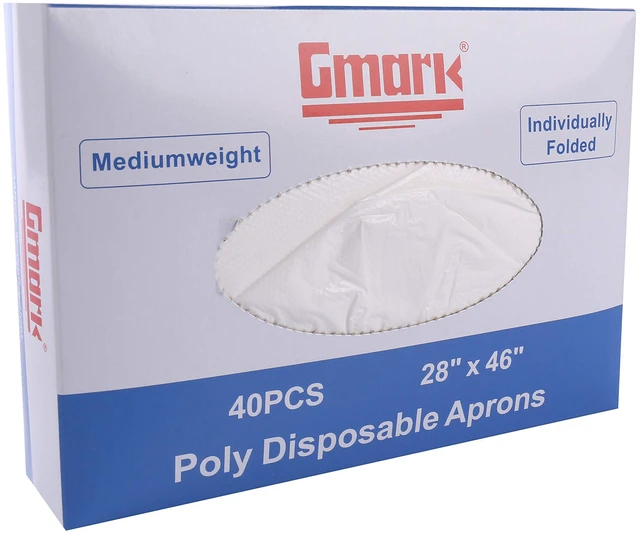 Main image of Poly Apron Individual Wrapped, Disposable PE Waterproof, Food, Cooking 40pcs GM0002A