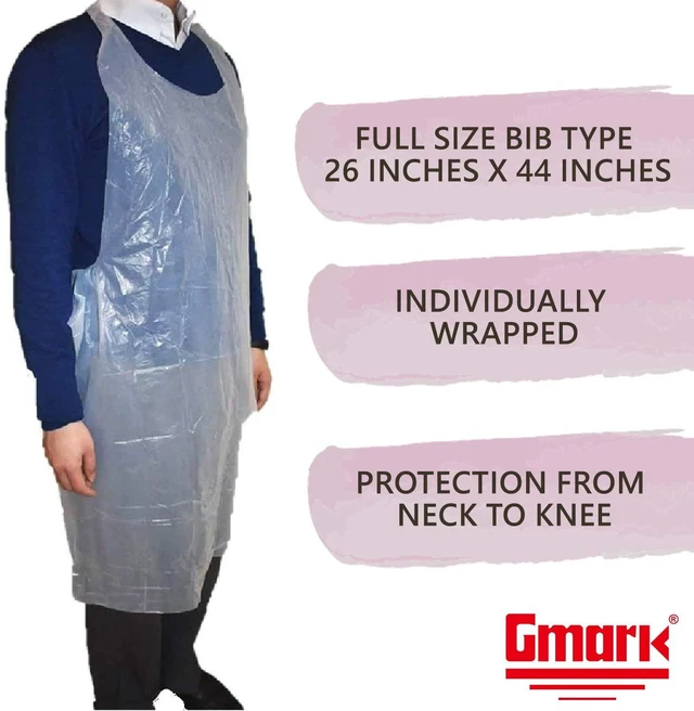 Alt view image 4 of 6 - Poly Apron Individual Wrapped, Disposable PE Waterproof, Food, Cooking 40pcs GM0002A