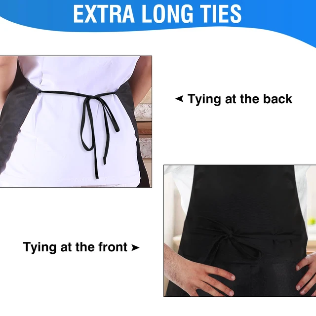 Alt view image 6 of 7 - 2 Pack Black Kitchen Aprons: Chef Cooking Bid Apron for Adults Women & Men with Pockets - Adjustable Smock Aprons for BBQ Grilling Painting Artist Servers Baking Crafts(Black, 2 Pack)