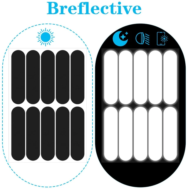 Alt view image 4 of 7 - 10PCS Black Reflective Tape, Motorcycle Helmet Decals Reflective Stickers for Helmet Motorcycle Helmets Stickers Night Visibility Safety Decal for Motorcycles Scooters Bike Helmets Stroller