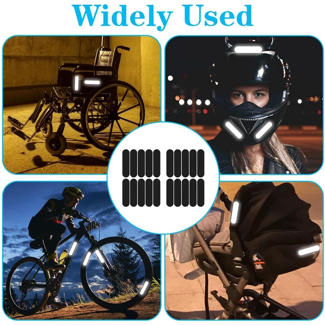 Alt view image 7 of 7 - 10PCS Black Reflective Tape, Motorcycle Helmet Decals Reflective Stickers for Helmet Motorcycle Helmets Stickers Night Visibility Safety Decal for Motorcycles Scooters Bike Helmets Stroller