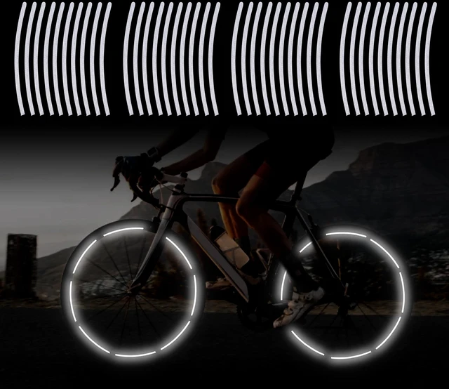 Main image of 40pcs Reflective Wheel Rim Stripe Decals for Bicycle, Car, Cycling, Bike, Motorcycle - Night Safety Decoration Stripe Universal Rim Reflective Stickers (White)