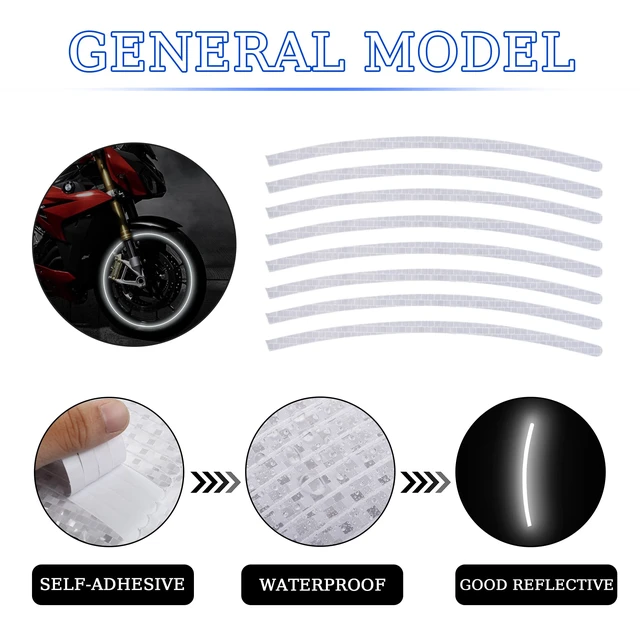 Alt view image 3 of 7 - 40pcs Reflective Wheel Rim Stripe Decals for Bicycle, Car, Cycling, Bike, Motorcycle - Night Safety Decoration Stripe Universal Rim Reflective Stickers (White)